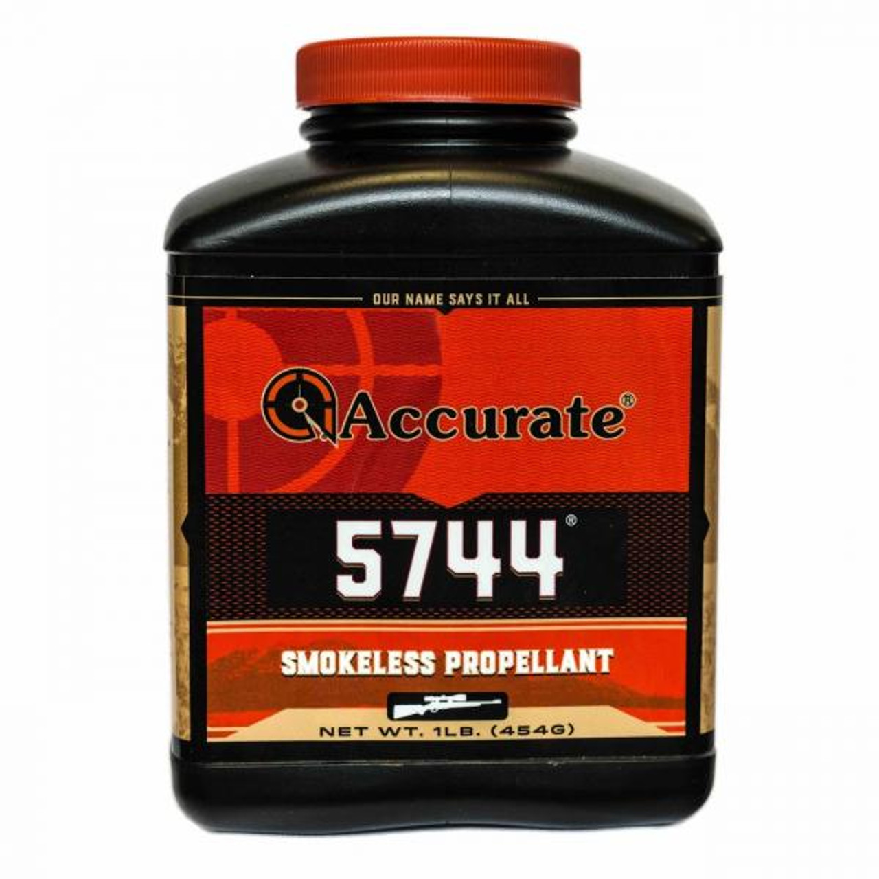 Accurate 5744 is an extremely fast burning, double-base, extruded powder. This unique powder can be used in a wide range of rifle calibers and magnum handguns. 5744 is characterized by excellent ignition and consistency over a very wide performance range. Low bulky density and superior ignition characteristics make 5744 an excellent choice for reduced loads in many rifle calibers and in large capacity black powder cartridges such as the 45-70 through 45-120 and 50-90 through 50-120. Made in Canada.