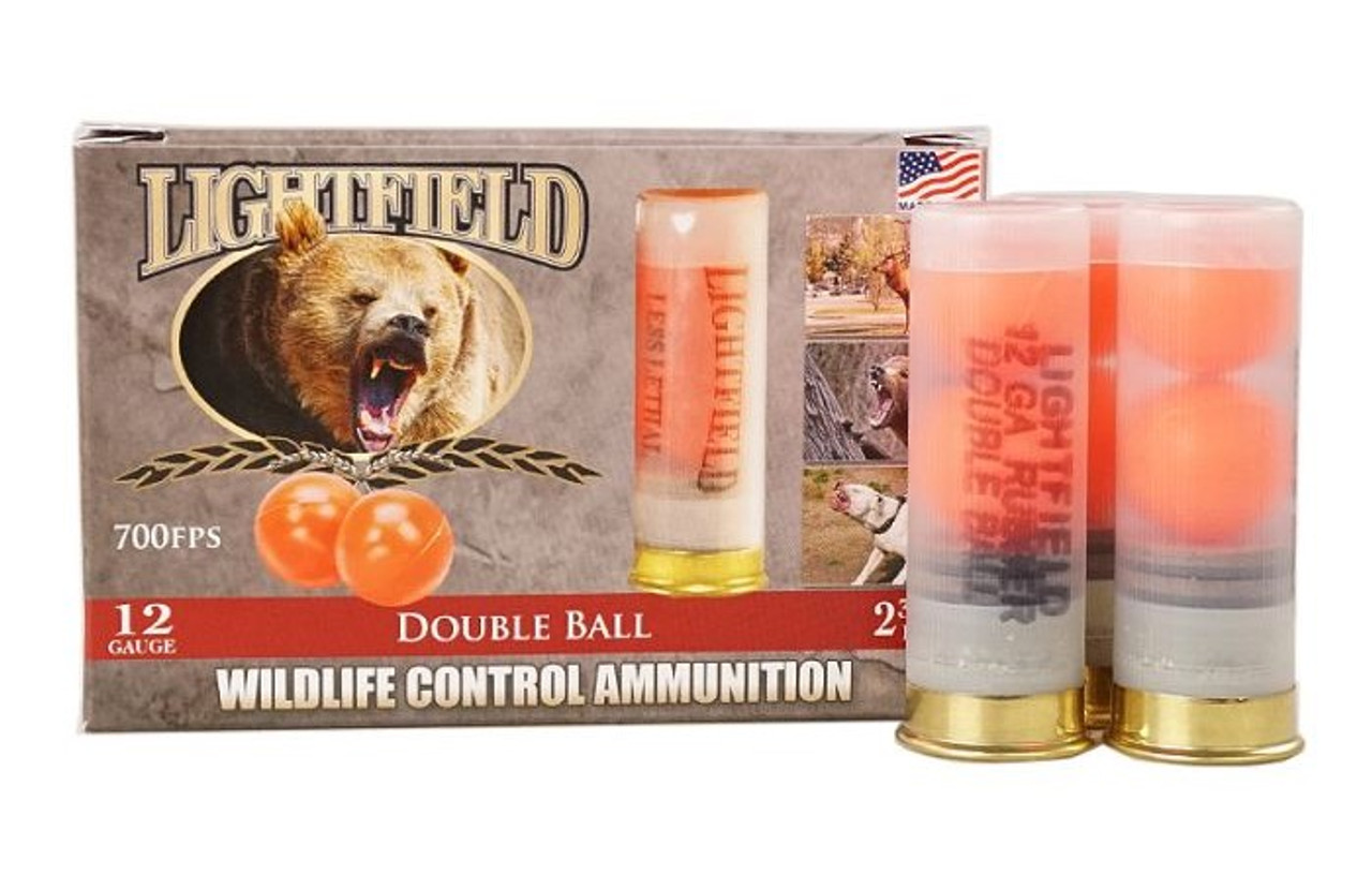 Lightfield Double Ball Slugs

Lightfield is the premier manufacturer of shotgun ammunition. While perfecting the sabot slug in the 1970's for the US Marine Corps, they 'set the standard by which all other slugs are judged'. Innovative designs and cutting edge engineering with both lethal and 'less than lethal' shotgun rounds is what Lightfield is all about. Whether you need ammunition for Hunting, Law Enforcement, Pest Control or Home Defense, Lightfield has a round for you. 

Double Ball is an improvement over the traditional Rubber Buckshot round for large or aggressive wildlife. Lightfield has improved this load to carry a larger payload of two .73 caliber balls 700 fps stopping even the most determined large unfriendly critters in their tracks. This load is designed for intermediate to mid range encounters with larger animals such as Bear, Moose, Elk or Deer. These 2 pellets divide the kinetic energy across two impact points imparting painful stimuli in a highly focused area with minimal risk of permanent injury. 

Specifications:

Gauge: 12 Gauge
Length: 2-3/4"
Shot Type: 2x .73 Caliber PVC Balls 
Part #: CWDB-12