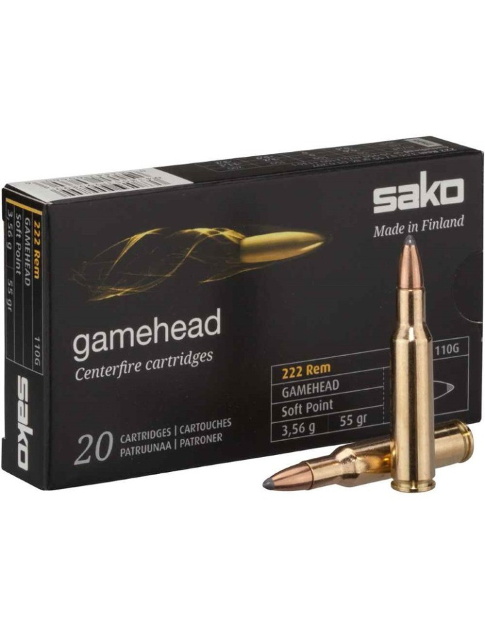 The Sako Gamehead bullet is a traditional and accurate soft point bullet.

An excellent all-purpose hunting bullet on small/medium sized game. 223 Rem, SoftPoint, 3,56g / 55 ggr