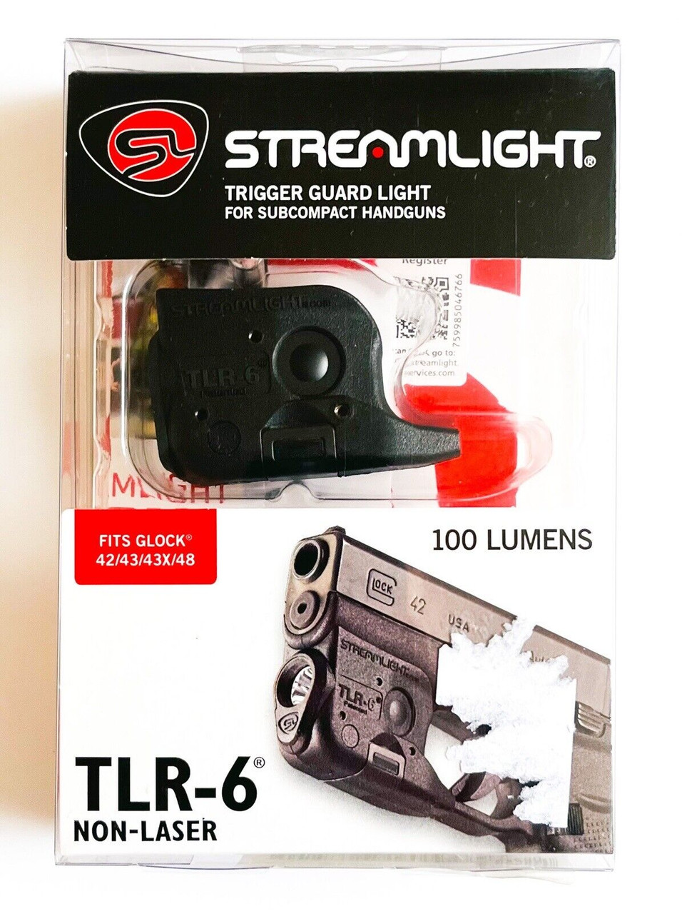 Used Streamlight TLR-6 NON LASER for Glock 42,43,43X & 48

Packaging has been opened and may have minor wear and tear. Item has been inspected and has been turned on to test (item may have very light scuffs and or signs of handling from inspection but nothing significant). Both batteries, Allen key and instructions are included.




Streamlight 69280 TLR-6 100-Lumen Pistol Light without Laser, Black

 
