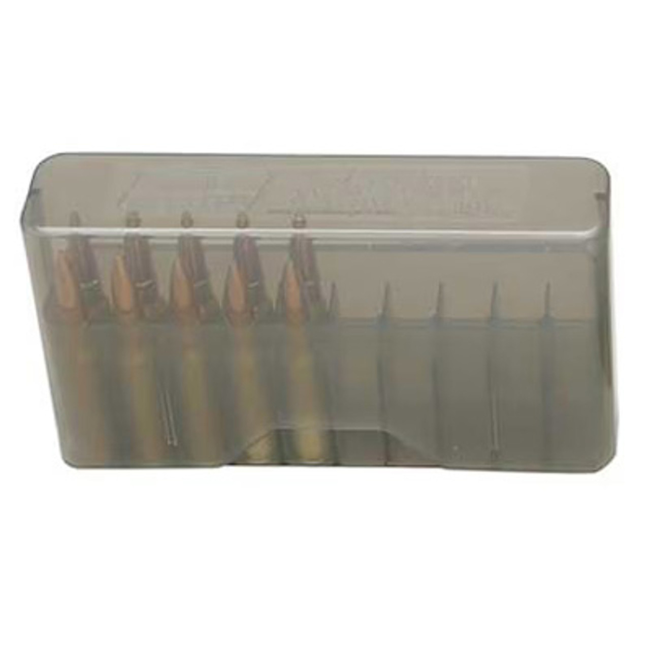 Manufacturer	Mtm
Pricing Unit	EA
Model	Slip-Top Ammo Box
UPC	026057207414
SKU	J20L41
Width	3.5000
Length	6.2000
Height	1.3000
Weight	0.2000
Application	RIFLE
Caliber	Multi-Caliber
Capacity	20 rd
Color	Clear Smoke
Dimension	1.45 X 3.50 X 6.20
Dimensions	3.36" OAL
Finish	Clear Smoke
Hardware	None
Material	Plastic
Series	Slip Top
Similar Items	ABOX
Size	270/3006/6.5
Style	Rifle
Type	Ammo Box
Type Operation	SLIP TOP