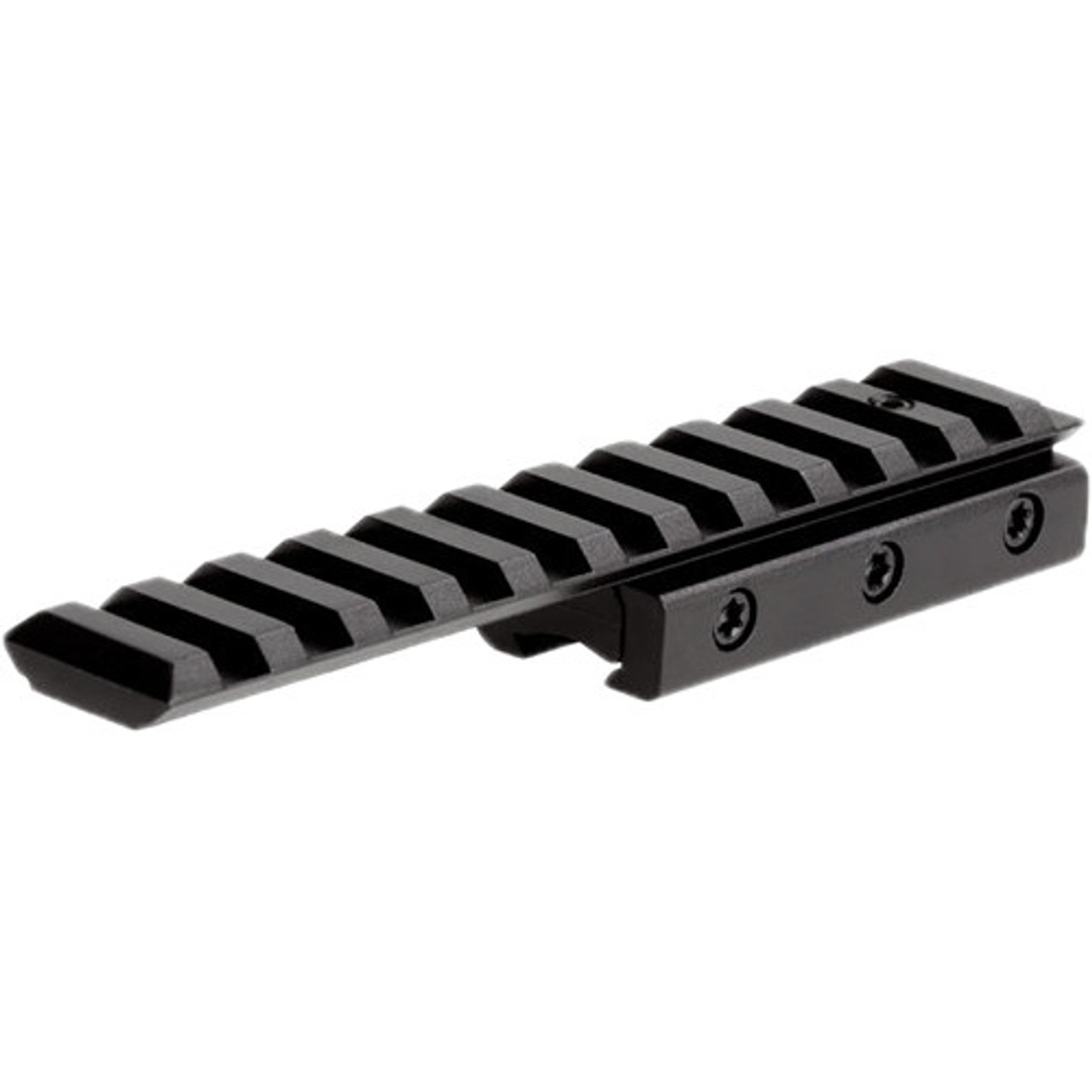 Install this Sun Optics 11mm-to-Picatinny Adapter on your IZH/Baikal SP18 or 94 rifle to greatly expand your compatibility with optics and accessories. This one-piece, fully slotted black satin aluminum base is easy to install and holds securely to the rifle's dovetail with a three-screw clamp.