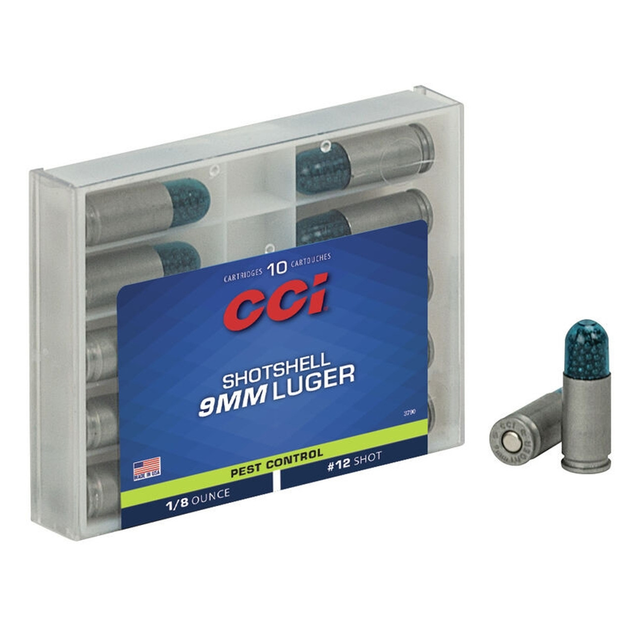 CCI's Shotshell Ammunition features rigid plastic shot capsules that breaks on the rifling. Flexible base wad prevents gas blow-by. It also utilizes reliable CCI primers.

Specifications and Features:

Caliber: 9mm Luger
Bullet Type: Shotshell
Bullet Weight: 53 GR
Muzzle Energy: 299 ft lbs
Muzzle Velocity: 1450 fps
Rounds Per Box: 10
Application: Performance/Protection
Casing Material: Aluminum
.