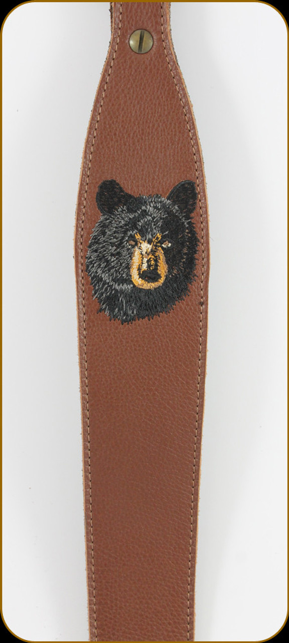 LEVY'S LEATHER - LEATHER SLING - 2 1/4" BROWN GARMENT LEATHER BEAR EMBROIDERY - 37"