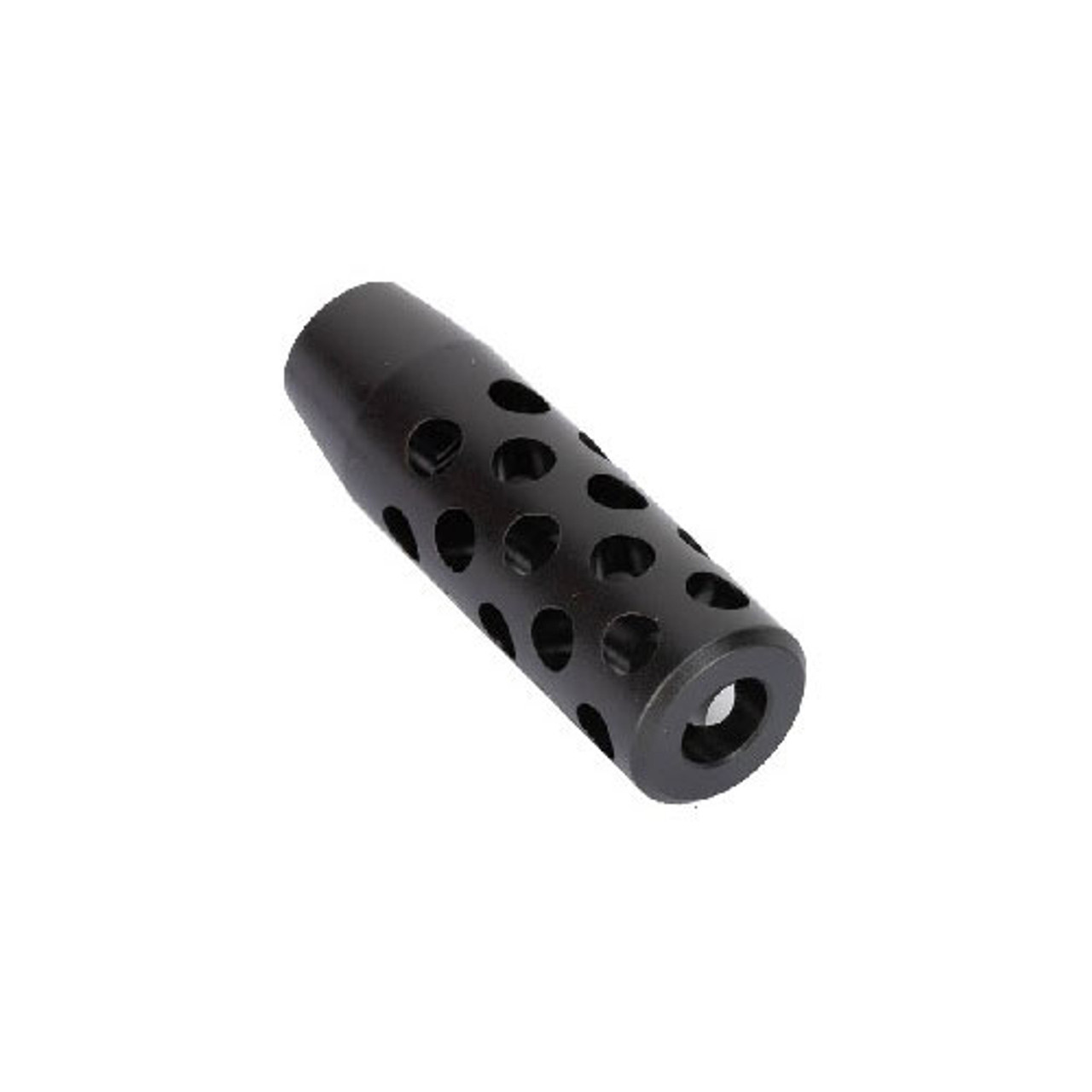 Sako Tikka Conical M15x1 Black 30 cal Muzzle Brake

The Tikka/Sako Conical Stainless Steel Muzzle Brake is a robust all steel muzzle brake designed to reduced the felt recoil and muzzle rise of a hunting rifle. The brake is designed to quickly thread onto Sako/Tikka barrels with M15X1 threading and a stainless steel finish allowing for a near seamless look. The brake is of a radial design and the porting holes allow gas to escape from all directions, not only does this help in recoil mitigation but it also helps counteract unwanted muzzle rise during repeat shots.

- Caliber: 30 caliber (.308)
- Finish: Black /Blued
- Material: Stainless Steel
- Threads: M15x1

Models Fit: using an M15x1 threaded barrel

- Sako A7
- Tikka T3
- Most models with M15x1 threading
