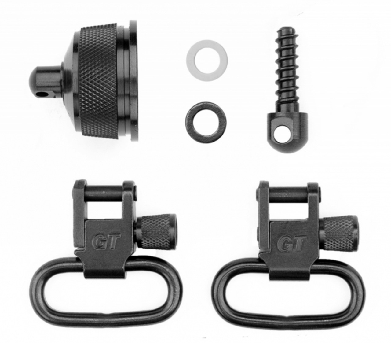 1" slings
3/4" wood screw
1 pair locking swivels
Replacement end cap
Steel
Black oxide finish
Fits: Remington 1187 12 Gauge