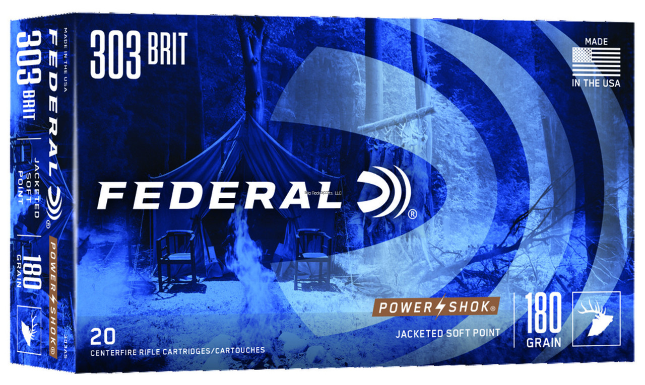 Federal Power-Shok

The only tag these loads won't fill is the price tag. The traditional lead-core hunting bullets in Federal® Power•Shok® rifle loads provide solid accuracy and power at an affordable price. They feature reliable Federal brass, primers and powder and are suited to a wide variety of medium and big game.

Features:

Consistent, proven performance
Load and bullet designs for everything from varmints to big game
Affordably priced
Specifications:

Caliber: .303 British
Weight: 180 Grain
Bullet Style: Soft Point
Casing: Brass
Ballistic Coefficient: .328
Muzzle Velocity: 2,460 fps
Muzzle Energy: 2,418 ft. lbs.
Part #: 303AS