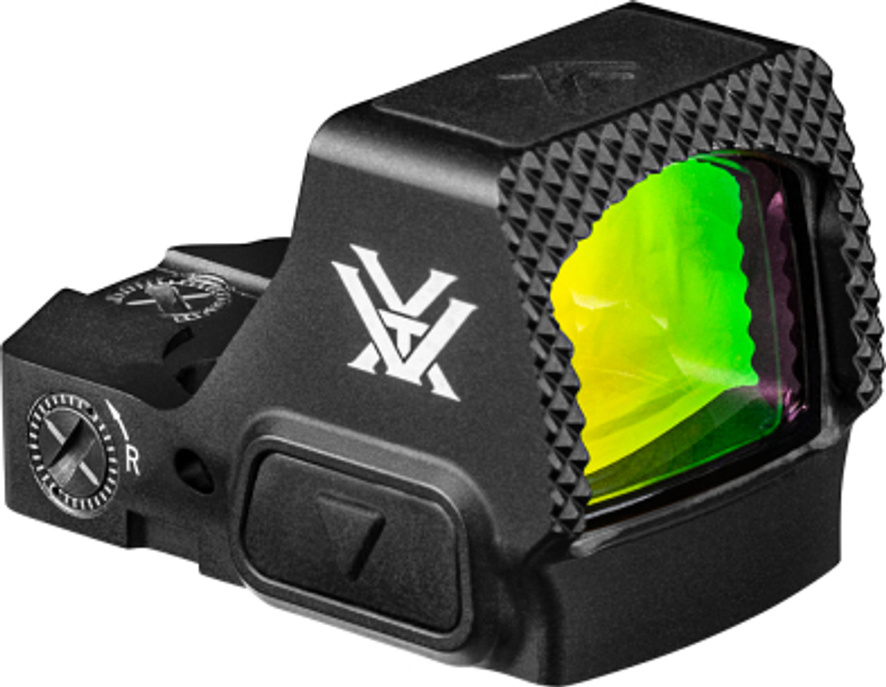 Vortex Defender-ST 6 MOA Micro Red Dot
VT-DFST-MRD6
 
Handguns. Shotguns. Offset on a carbine. Whether running drills at the range or holding the line during rigorous duty use, the all-purpose Defender-ST™ delivers the toughness, accuracy, and adaptability your challenging world demands.

Magnification	1x
Reticle	6 MOA Defender Dot
Adjustment Graduation	1 MOA
Parallax Setting	Parallax Free
Max Windage Adjustment	145 MOA
Max Elevation Adjustment	115 MOA
Dot Color	Red
Dot Size	6 MOA
Eye Relief	Unlimited
Length	1.83"
Weight	1.48 oz.
 


FEATURES

 

 

 

Large Hard Coated Aspherical Lens	Large Distortion Free Sight Picture.
Motion Activation With 10 minute Auto-Shutoff	Automatically activates with motion while 10 minute auto-shutoff saves battery life.
ShockShield™	Polymer insert absorbs shock to the 7075 aluminum body protecting it for everyday abuse.
Fast-Rack™ Texturing	Aggressive texturing on face of optic for racking slide off any surface.
Top Mount Battery	Easy battery change without having to rezero your optic.
10 Daylight Bright Brightness Settings	Daylight bright, illuminated center dot aids in faster centerpoint acquisition in bright daylight conditions.
Parallax Free	All red dot and holographic sights will exhibit some small amount of parallax. Matching current industry practice, this small amount would be considered "parallax free" and will make a negligible difference in performance.
Unlimited Eye Relief	Non-critical eye relief for rapid target acquisition.
Night-Vision Compatibility	The lowest 2 settings are nightvision compatible.
Waterproof	O-ring seals prevent moisture, dust and debris from penetrating for reliable performance in all environments.
Fogproof	Designed to withstand a wide range of temperatures.
Shockproof	Rugged construction withstands recoil and impact.
Low-Glare Matte Black Anodized	Corrosion and wear resistant anodization provides low-glare matte surface and helps camouflage the shooter's position.
Single-Piece Chassis	Compact and lightweight.
 

 

INCLUDED IN THE BOX
 

Glock MOS Adapter Plate
Picatinny Mount
Rubber Cover
Lens Cloth
CR2032 Battery
Custom Tool
Most Common Mounting Screw Sets
 