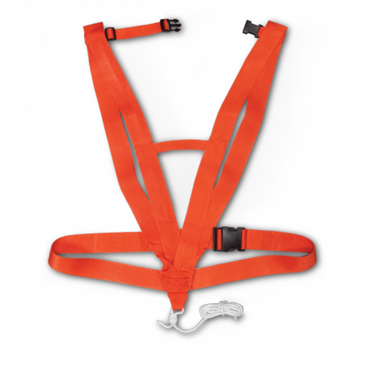 This ultra-durable safety-orange body harness frees up your arms and hands, making it easy to bring game out of the field. Featuring adjustable shoulder straps, sternum strap, and waist belt for proper fit, this hunting accessory enables maximum pulling power with minimal effort. A drag rope is included.