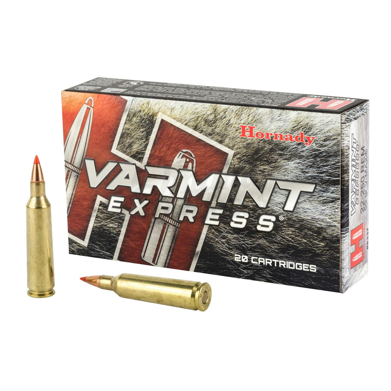 Product Description
Varmints everywhere shudder to think that a Hornady Varmint Express 22-250 Remington 55gr V-MAX might be waiting for them to pop their head out. But it isn’t just varmints that live in fear of this blazing fast, high-potency ammo – it’s a perfect 400+ yard coyote cartridge too. The V-MAX projectile expands much better than the light grain weight might dictate – leading to devastating impacts on small and medium game animals. Speed and top-shelf ballistics make the Hornady 55 grain 22-250 Varmint Express cartridge a precision tactical solution. Omaha Outdoors offers this speedy cartridge in a 20 round box.

Product Specifications
Manufacturer:Hornady
Model:Varmint Express
Bullet Type:V-MAX
Caliber:22-250 Remington
Grain Weight:55
Units Per Box:20
MPN:8337
 