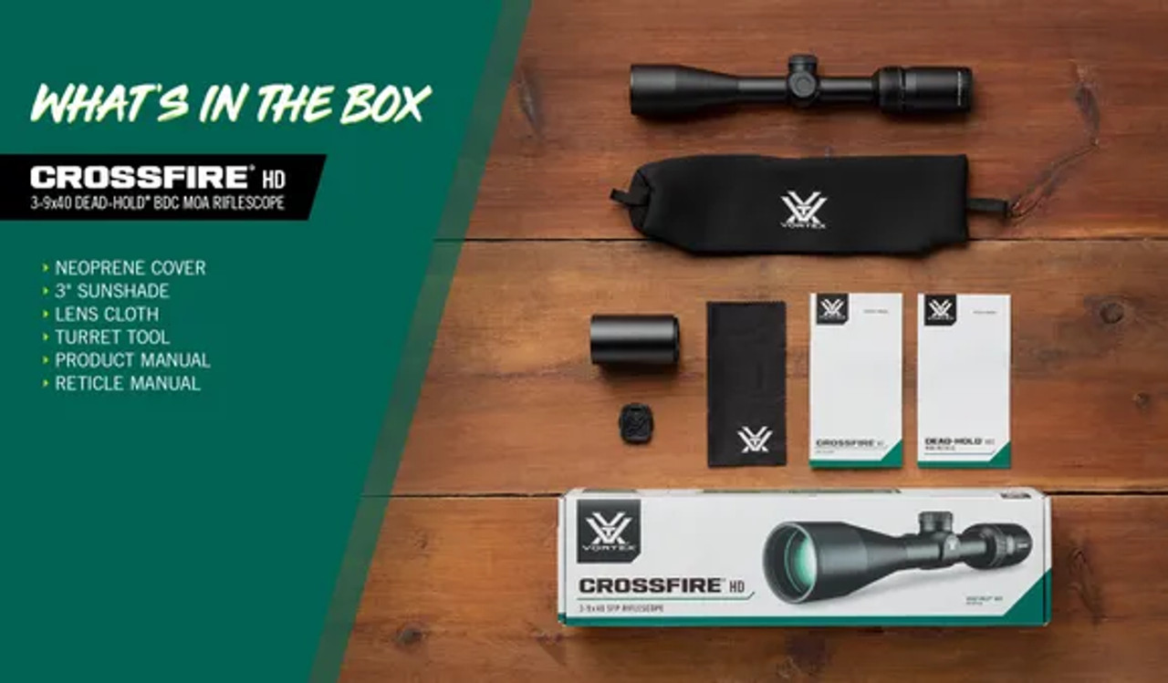 Vortex Crossfire HD 3-9x40 Dead-Hold BDC MOA 1" Tube Vortex Crossfire HD 3-9x40 Dead-Hold BDC MOA 1" Tube