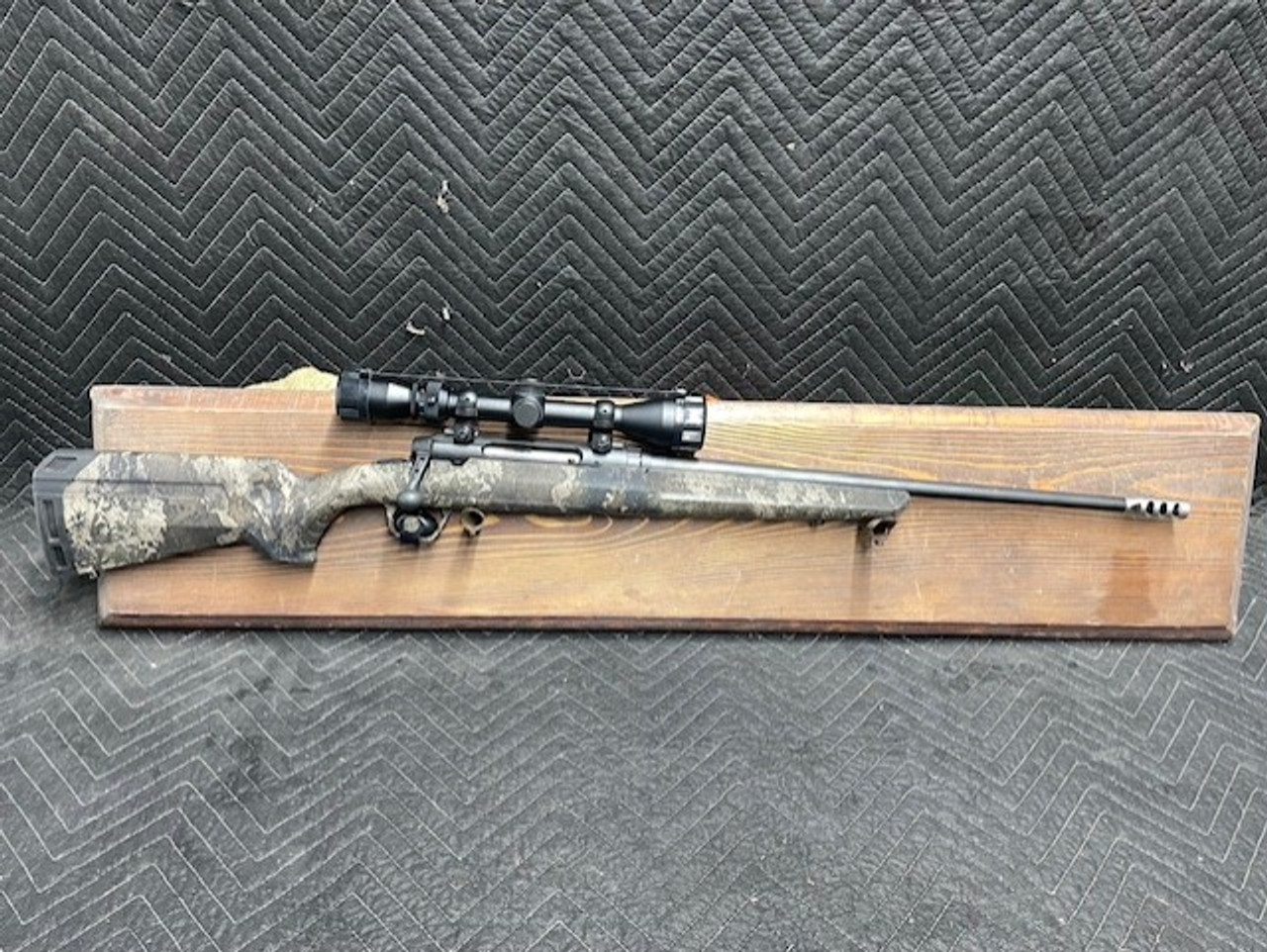Used Savage Axis 6.5 Creedmoor 20" Strata Camo w/Weaver 3-9x40 Scope & Muzzle Brake