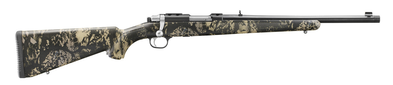 Stock Kryptek Obskura Nox Camo Synthetic
Front Sight Gold Bead
Rear Sight Adjustable
Barrel Length 16.60"
 

Capacity 4
Material Alloy Steel
Finish Blued
Weight 5.3 lb.
Twist 1:20" RH
 

Thread Pattern 5/8"-24
Overall Length 36"
Length of Pull 13.50"
Grooves 6
Threaded, cold hammer-forged barrel with factory-installed thread protector, results in ultra-precise rifling that provides exceptional accuracy and longevity.

Features a rugged, stainless steel bolt with 90° bolt throw and rapid lock time for added accuracy.

Detachable rotary magazine features a unique rotor to separate cartridges and provide reliable feeding. Mounts flush with the stock to eliminate protrusions at the rifle's balance point.

Integral scope mounts, machined directly on the solid-steel receiver, provide a stable mounting surface for included scope rings, eliminating a potential source of looseness and inaccuracy in the field.

Three-position safety is easily accessible and allows the shooter to lock the bolt to load and unload the rifle with the safety engaged.

Also includes: sling swivel studs.