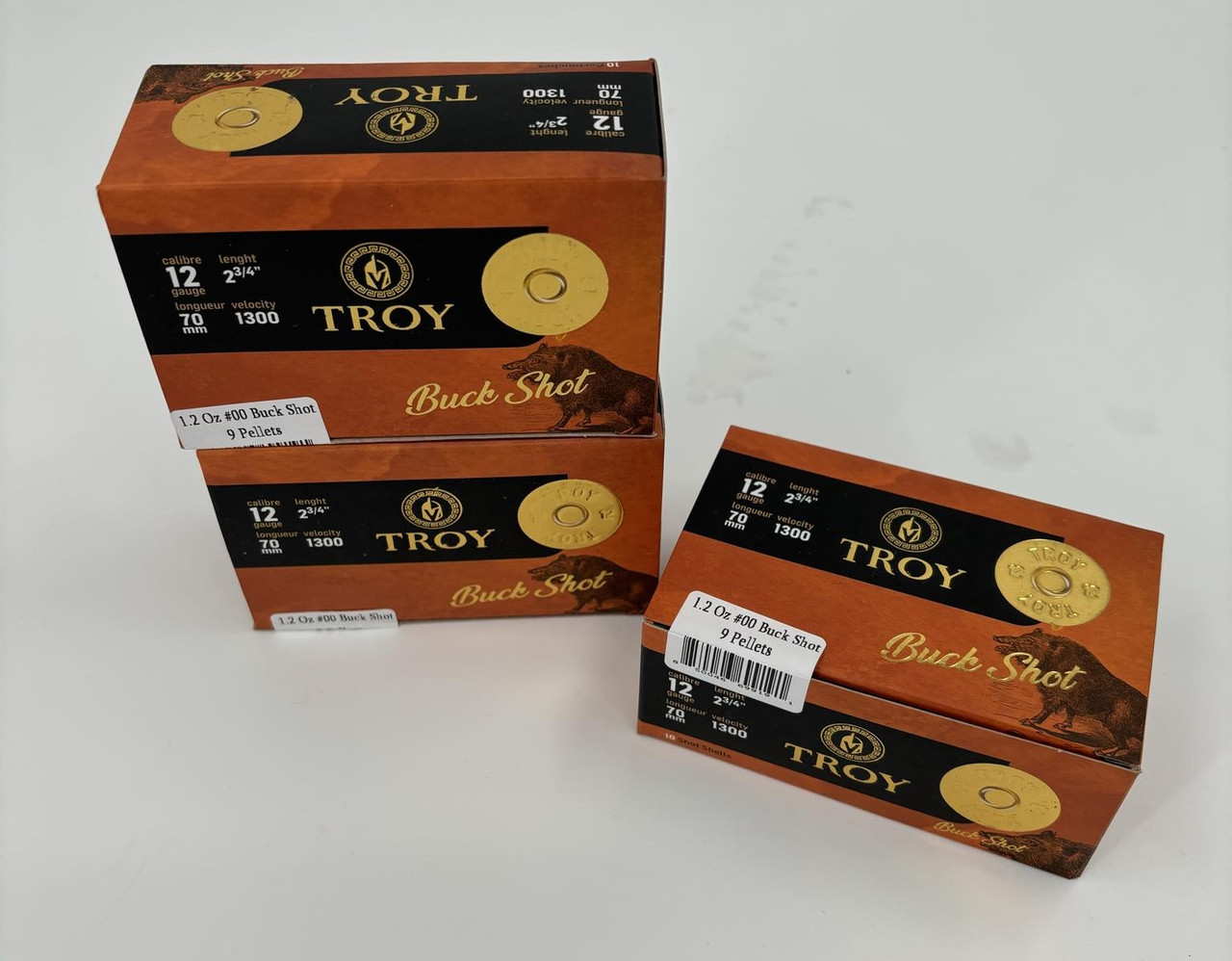 Description
Troy Ammunition

Gauge: 12ga

Size: 2-3/4″

Shot Size: #00

Load: 1.2oz 9-pellet buckshot

Speed: 1300FPS

Box Size: 10 shells

Case Size: 20 Boxes (Must be purchased by the case)

Case Quantity: 20 Boxes to a case

Ammo must be ordered in Case Quantities ONLY

Made in USA