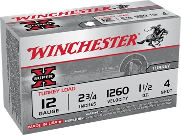 Winchester Ammunition Super-X, Turkey, 12 Gauge 2.75, #4, 1.5 oz, Shotshell, 10, 100 X12MT4
Designed for turkey hunting enthusiasts, the Winchester Ammunition X12MT4 Winchester SPRX Turkey 12 Gauge #4 Shot provides reliable performance and consistent patterning. This ammunition features a 2.75-inch shell length, ideal for turkey hunting with optimal payload and velocity. The #4 shot size offers excellent pattern density and effective range, making it suitable for hitting targets at varying distances. Winchester's SPRX (Super Performance) line ensures high-quality manufacturing standards, resulting in reliable ignition and consistent shot patterns. Perfect for hunters seeking precision and dependable performance in the field, this box contains 100 rounds, providing ample supply for multiple hunts.

Constructed with quality components, these shells are engineered to deliver tight patterns and effective energy transfer upon firing. The compact dimensions and weight of each round facilitate easy handling and quick loading, making them suitable for a variety of hunting scenarios. Whether you're pursuing wild turkeys in dense woods or open fields, Winchester's SPRX Turkey loads are designed to meet demanding hunting conditions with accuracy and reliability. Trust Winchester Ammunition for your hunting needs and experience the difference in performance and consistency that this product offers.

Features:

Designed for turkey hunting with #4 shot size for optimal pattern density
Shell length of 2.75 inches, suitable for most turkey hunting shotguns
High-quality SPRX (Super Performance) load for reliable ignition and consistent performance
Contains 100 rounds, ideal for extended hunting trips
Engineered for effective range and energy transfer to ensure humane kills