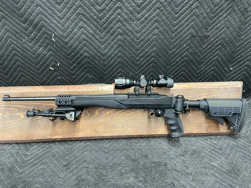 Used Ruger 10/22 18.5" 10rds w/Scope, Bipod & In ATI Black Collapsible/Folding Stock