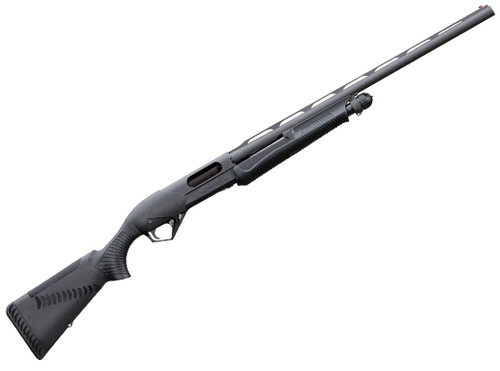 Benelli Super Nova w/ Comfortech Stock

The SuperNova Pump Shotgun is a strong, lightweight 12-gauge, chambered for 3-1/2-inch magnum—impervious to all weather conditions.

Features:

ComforTech® recoil reduction system
Steel skeletal framework over-molded with high-tech polymer
Forend shell-stop button
Enlarged trigger guard for gloved hands
Specifications:

Gauge: 12
Action: Pump
Chamber: 2-3/4", 3", 3-1/2"
Capacity: 4+1
Sights: Red-bar Front
Stock: ComforTech®
Barrel Length: 28"
Choke: IC, M, F
Overall Length: 49.5"
Weight: 7.8 lbs.
Part #: 20100