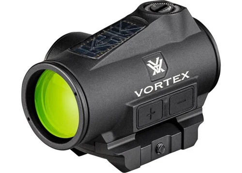 About The Product
From close-range drills or steel at distance, the Crossfire® II is built to grow with you. Quick to set up. Simple to run. It's motion-activated, magnifier and night-vision compatible. Mount it up, and make some noise.

Specifications
Dot Size	2 MOA
Dot Colour	Bright Green
Battery Type	CR2032
Battery Run Time	50,000 hrs / 150,000 hrs with solar
Daytime Illumination Settings	10
Night Vision Illumination Settings	2
Magnification	1x
Eye Relief	Unlimited
Adjustment Graduation	1/2 MOA
Travel Per Rotation	22.5 MOA
Max Elevation Adjustment	100 MOA
Max Windage Adjustment	100 MOA
Length	2.60"
Weight	4.47 oz
Features
Solar Powered, With Auto D-TEC Technology	Detects light conditions to automatically draw power from solar or battery as needed.
Up to 150,000 Hour Battery Life	Using solar and battery power.
Motion Activation with 10 Minute Auto-Shutoff	Automatically activates with motion while 10 minute auto-shutoff saves battery life.
Bright Green Dot	Targets quickly in varied lighting and diverse backgrounds.
Daylight Bright	Daylight bright, illuminated center dot aids in faster center-point acquisition in bright daylight conditions.
Night Vision Compatible	Includes illumination settings that are night-vision compatible
Low-Glare Matte Black Anodize	Corrosion and wear resistant anodization provides low-glare matte surface and helps camouflage the shooter's position.
ArmorTek®	Ultra-hard exterior lens coatings defend against scratches, oil, and dirt.
Fully Multi-Coated Lenses	
Anti-reflective coatings on all air-to-glass surfaces provide increased light transmission for greater clarity and low-light performance.
Parallax Free	All red/green dots and holographic sights will exhibit some small amount of parallax. Matching current industry practice, this small amount would be considered "parallax free" and will make a negligible difference in performance.
Unlimited Eye Relief	Non-critical eye relief for rapid target acquisition.
Single-Piece Chassis	Compact and lightweight
Nitrogen Gas Purged	Gas purged and O-ring sealed for fogproof and waterproof performance in all conditions.
Waterproof	Designed to withstand harsh weather conditions.
Shockproof	Designed to withstand the highest levels of recoil and impact.
Fogproof	Designed to withstand a wide range of temperatures.