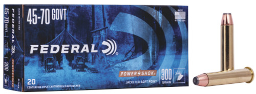 Federal 45-70 Govt 300 GR SP POWER-SHOK 20 RDS
FEDERAL AMMUNITION

POWER SHOK

CALIBER: 45-70 GOVERNMENT

BULLET WEIGHT: 300 GRAIN

BULLET STYLE: SOFT POINT

CASING: BRASS

QUANTITY: 20 ROUNDS PER BOX

MUZZLE VELOCITY: 1850 FPS