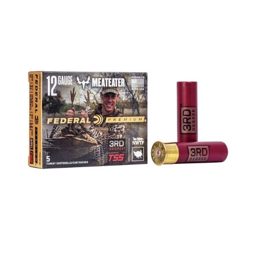 Federal Premium 3rd Degree has redefined turkey shotshell performance once again with the addition of the FLITECONTROL FLEX wad. The system performs through both standard and ported turkey chokes, opening from the rear and staying with the shot column longer for full, consistent patterns. Rather than simply pattern tightly like conventional loads, 3rd Degree uses a three-stage payload consisting of No. 5 copper-plated lead, No. 6 FLITESTOPPER lead and now No. 7 HEAVYWEIGHT TSS shot to deliver larger, more forgiving patterns at close range, while still providing deadly performance at long distance.