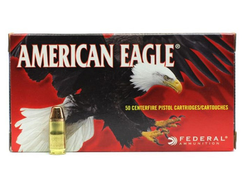 American Eagle 9mm

Manufactured under the American Eagle line of Federal Premium Ammunition, this ammo is loaded with clean-burning powders and Federal grade brass and primers. American Eagle rounds provide quality unparalleled in its class. Rounds come in a reloadable brass case.

Specifications:

Caliber: 9mm
Weight: 147 Grain
Bullet Style: Full Metal Jacket Flat Point
Casing: Brass
Muzzle Velocity: 1,000 fps
Muzzle Energy: 326 ft. lbs.