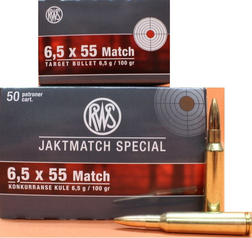 RWS 6.5x55 Swede Match 100gr HP Box of 50rds