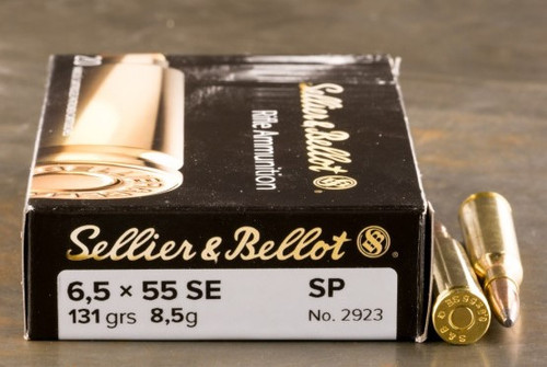 20rds - 6.5x55 Sellier & Bellot 131gr. SP Ammo Details
This Sellier and Bellot 6.5x55mm Swedish 131 grain soft point ammunition is great for hunting and for range training. The soft point bullet has great expansion and weight retention, and is capable of dropping deer and elk with ease. This ammo uses reloadable Boxer primed brass cases and is completely non-corrosive. Sellier & Bellot has great quality control at their manufacturing plant, which produces large quantities of ammunition for civilian and government use. You will find that this ammo is surprisingly accurate for its price, and will allow you to hunt and shoot more for less money.