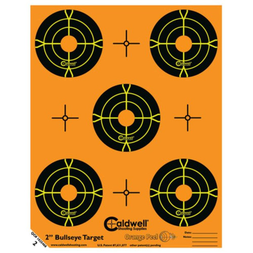Caldwell Shooting Supplies Paper Targets - Orange Peel, 5x 2" Bullseye, 10 sheet Pack