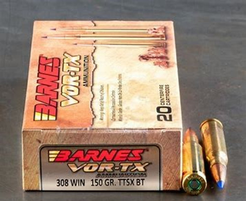 Barnes bullets have historically had the reputation of offering quick, clean and humane kills. Now they are taking their highly regarded bullets to the next level loading them in ammunition. Like its Triple-Shock cousin, the Tipped Triple-Shock bullet delivers the same "three strikes you're out" rule. Once as it strikes game, two as the bullet begins to open and a third impact when the cavity fully expands to deliver extra shock with maximum transferred energy. The added polymer tip creates a faster expansion rate as well as better long range ballistics. Ideal for medium-sized game. VOR-TX ammunition is manufactured to precise tolerances to ensure excellent accuracy and consistent velocities. This ammunition is new production, non-corrosive, in boxer-primed, reloadable brass cases.