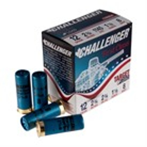 Challenger Target Loads

Challenger Ammunition is a Canadian company that has been manufacturing top quality shotgun shells for 25 years. High-tech innovations, superior components, and rigorous quality control ensure that reliability and consistency are a staple of its products. Challenger rounds use slow burning powders which offers very light recoil and less shot deformation. A special "hermeplast" base wad is used to provide excellent humidity resistance. Primers do not deteriorate and do not cause rust or corrosion.

Specifications:

Gauge: 12
Length: 2-3/4"
Shot Type: Target
Shot Size: #8