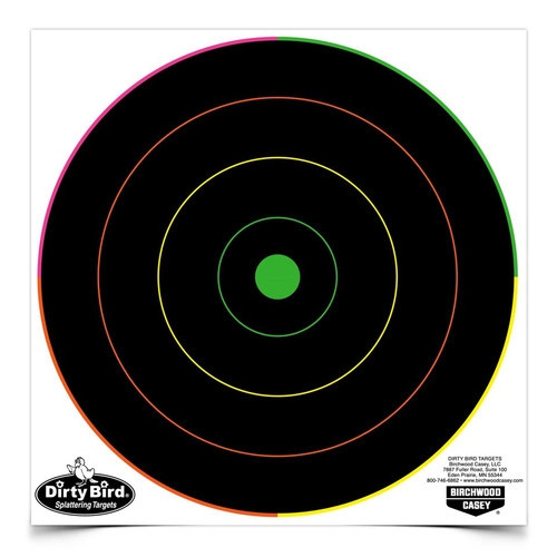 KEY FEATURES

EACH TARGET RING REACTS IN A DIFFERENT HIGHLY-VISIBLE COLOR
GREAT FOR INDOOR OR OUTDOOR USE
HEAVY TAGBOARD CONSTRUCTION
DETAILS
THESE TARGETS OFFER THE GREAT FEATURES OF THE DIRTY BIRD MULTI-COLOR, AND COME WITH AN AIMING POINT FOR OPEN OR SCOPED SIGHTS. THERE’S EVEN A TIE-BREAKING RING IN THE CENTER! GREAT FOR INDOOR OR OUTDOOR USE.

35820 - DIRTY BIRD® 8 INCH MULTI-COLOR BULL'S-EYE TARGET, 20 TARGETS