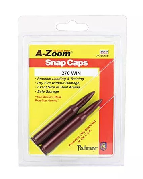 A-Zoom 270 Win Snap Caps – 2pk

Every A-Zoom snap cap is CNC machined from a solid billet of aluminum to precise cartridge dimensions, then hard anodized for ultra-smooth functioning and extended life span. Each snap cap cartridge utilizes a “Dead Cap” where the primer would be that is designed to withstand thousands of dry fires. A-Zoom snap caps are more durable than its plastic counterparts and built to spec so that they function through your gun just like real ammunition.

Take your training to the next level by being able to dry fire your firearm without damaging your firing pin. Familiarize yourself or new shooters with your firearms before a round ever gets fired. This is a great teaching tool to introduce a first time shooter to the sport and get them comfortable with the handling and safety aspects before ever putting a live firearm in their hands.

Item Number: 12224