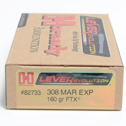 LEVERevolution® represents a breakthrough in ammo design for lever action rifles and revolvers. The key to its innovation and performance is the patented elastomer Flex Tip® technology of the FTX® and MonoFlex® bullets. Safe to use in tubular magazines, these bullets feature higher ballistic coefficients and deliver dramatically flatter trajectory for increased down range performance.

Cut Away
Product Features
FLEX TIP® TECHNOLOGY
The patented Flex Tip® technology of the FTX® and MonoFlex® bullets provide higher ballistic coefficients and velocity increases of up to 250 fps over traditional flat point loads while still providing shock-absorbing safety in tubular magazines.

MODERN PROPELLANTS
New propellants provide maximum muzzle velocity at conventional pressures, resulting in flatter trajectories and more downrange energy. Exceptional accuracy and overwhelming downrange terminal performance.

OVERWHELMING PERFORMANCE
LEVERevolution® ammunition outperforms conventional loads for high weight retention, delivering up to 40% more energy than traditional flat point bullets. The higher ballistic coefficients of the FTX® and MonoFlex® bullets produce consistently flatter trajectories than conventional bullets and provide overwhelming downrange terminal performance.

TEST BARREL (24")
MUZZLE
100 YARDS
200 YARDS
300 YARDS
400 YARDS
500 YARDS
 
VELOCITY
(FPS)
ENERGY
(FT/LB)
TRAJECTORY
(INCHES)
2660
2513
-1.5
2438
2111
3
2226
1761
0
2026
1457
-6.7
1836
1197
-23.5
1659
978
-50.7