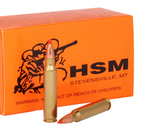 HSM remanufactured 223 ammunition is made with 50 Gr . Hornady V-Max rifle bullets. This remanufactured ammo is available in boxes of 50 rounds and is constructed with the same quality powder, primers and bullets as new ammunition, but uses previously fired brass casings that have been cleaned, polished and thoroughly inspected. Ammo manufactured by The Hunting Shack undergoes a multi-step quality control process that delivers a very high quality round at a fraction of the cost of new ammunition.