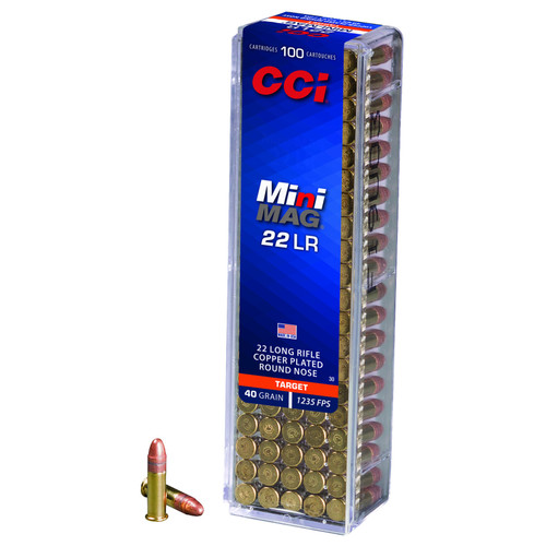 Description
CCI's .22 LR 40 Grain CPRN loads are ideal. When you're on the competition line, every shot, trigger pull or windage adjustment gets a closer look. Accurate and consistent ammunition is the only option here. For the backyard plinker, a consistent and affordable product is what matters most. CCI carries the ideal loads for these shooters. CCI's target and plinking offerings are optimized to hit any target you're after.

Our customers reside all across the country and are governed by numerous federal, state, county, city, and municipality regulations for these types of products. Please consult your area’s laws and regulations governing this product and its use.
Features
40 grain gilded lead round nose at 1235 ft/sec
Clean-burning propellants keep actions cleaner
Sure-fire CCI priming
Reusable plastic box with dispenser lid
Specs
Caliber/Gauge	.22 LR
Velocity	1235
Ammo Use	Target - Plinking
Bullet Type	Copper Plated Round Nose
Bullet Weight	40 Grain