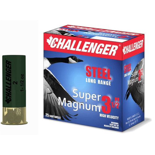 Challenger Super Magnum 12Ga 3 1/2″ #2 1 1/2 oz 1500 FPS – 25Rds

Specifications

Velocity: 1500 f/s
Shot Size: #2
Shot Composition: Steel
Shell Length: 3 1/2"
Bullet Weight: 1-1/2 oz
Quantity: 25 Rounds