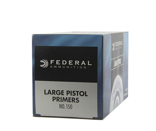 Federal Large Pistol Primers, No. 150

Federal primers are subject to rigid quality control for reliable, uniform, consistent ignition. A time tested design, these primers are built to exacting standards and are the same primers used in Federal factory ammunition. These primers are non-corrosive and non-mercuric to prevent barrel rusting.

Large Pistol Primers are used for standard and magnum pistol and revolver cartridges.