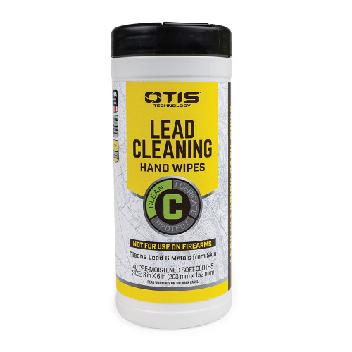 Cleans lead and metals from your hands and face quickly and easily without soap or water. This 40 count canister of wipes can be tossed in your range bag or kept on your gun cleaning bench to clean harmful lead after shooting and reloading.