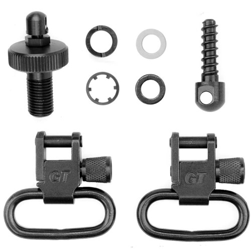 Standard mag cap replaces factory cap and allows the use of any GrovTec push button swivel or even the multi-adaptor for speed and versatility in the field. Each set includes one 12 gauge mag cap and one standard 1-inch loop push button swivel. Black-Oxide Finish & 1" Loops