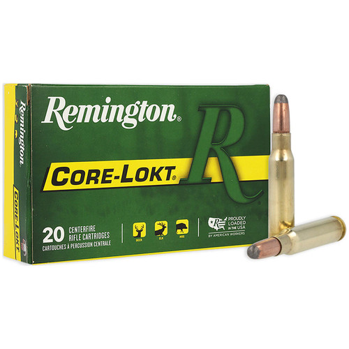THE DEADLIEST MUSHROOM IN THE WOODS™ FOR MORE THAN 75 YEARS.
Since 1939, more hunters have relied on Remington Core-Lokt® than any other big game ammunition, and rightly so. It's filled more tags on more continents than any other load. Core-Lokt® is the original controlled expansion bullet. Its time-proven performance has made it hunting's first choice for over 75 years. The tapered copper jacket is locked to a solid lead core delivering massive 2X expansion, weight retention and consistent on-game results. Available in soft point and pointed soft point versions, and in a range of bullet weights for virtually every centerfire hunting caliber made. Trust your next hunt to the best-selling hunting ammunition of all time.

  
Caliber	308 Win
Grain Weight	180
Muzzle Velocity	2620
Muzzle Energy	2743
Bullet Style	Core-Lokt Soft Point
Ballistic Coefficient	.248
Usage	Big Game
