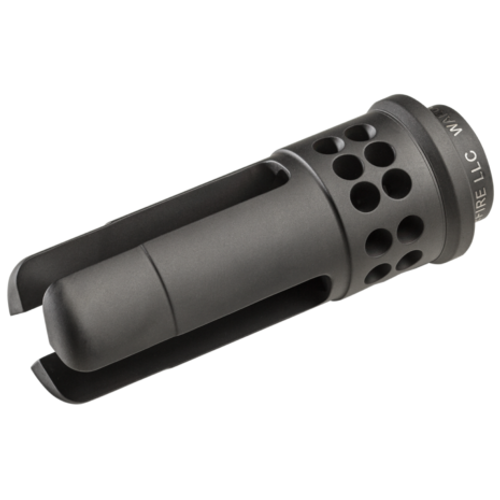 The revolutionary SureFire WARCOMP-556-M15X1 flash hider, which fits HK 416 weapons and variants with M15X1 TPI muzzle threads, is the world’s most shootable flash hider. Its patent-pending design provides three valuable functions:

It provides over 99% reduction in muzzle flash compared to a plain muzzle, which helps to conceal the shooter’s location and preserve his dark-adapted vision.
It virtually eliminates muzzle rise, which enhances monitoring of target reaction and staying on target for faster follow-up shots.
It serves as a rock-solid mounting adapter for all SureFire SOCOM Series 5.56mm Fast-Attach® suppressors, including our SOCOM556-RC model, which placed first in the most extensive and rigorous suppressor testing ever conducted by US Special Operations Command.
Precision machined from US Mill-certified heat-treated stainless steel bar stock — including high-precision single-point cut threads for optimum thread interface — the WARCOMP-556-M15X1 TPI features an Ionbond DLC coating to provide maximum protection under harsh environmental conditions and to facilitate cleaning even after extreme use.

When used in conjunction with a SureFire SOCOM Series Fast-Attach suppressor, the WARCOMP provides multiple bearing surfaces to ensure superior suppressor alignment and prevent any ringing of tines inside the suppressor. A rear labyrinth seal mitigates gas leaking from the back of a suppressor, minimizes potential carbon buildup in the indexing system, and facilitates suppressor removal after extended firing. Every SureFire WarComp is individually inspected for concentricity and alignment.

For rock-solid mounting of a SOCOM Series suppressor, unparalleled flash reduction, and minimizing muzzle rise, there’s literally nothing like a SureFire WarComp—the world’s most shootable flash hider.

Features
Patent-pending design provides over 99% flash elimination; virtually eliminates muzzle rise
Serves as rock-solid mounting adapter for SureFire SOCOM suppressors
Multiple bearing surfaces provide suppressor alignment and prevent tines from ringing inside suppressor
Precision machined from US mill-certified heat-treated stainless steel bar stock
High-precision single-point cut barrel threads for optimum thread interface
Individually inspected for all critical dimensions, including concentricity and alignment
Ionbond DLC coating provides maximum protection against harsh environmental conditions and facilitates cleaning after extreme use
Labyrinth seals prevent carbon buildup on suppressor lock ring indexing system
Installation requires no permanent modifications to weapon
Made in the USA and backed by SureFire No-Hassle Guarantee