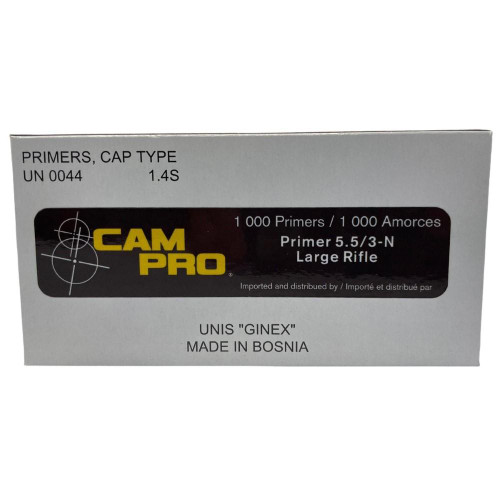 UNIS GINEX primers offer consistency that matches other premium primers on the market at a fraction of the cost.

A manufacturer of ammo components – as well as blasting caps and electric igniters – since 1951, this Bosnia-Herzegovina–based company knows a thing or two about turning a spark into a bang. Primers from UNIS GINEX are available with standard SINOXIDE priming mixture charges, as well as EKO priming mixture that’s formulated to be free of heavy metals.

Whether you’re assembling match-grade ammo for your rifle, or mass-producing rounds for a family trip to the shooting range, these primers are sure to perform. Each UNIS GINEX Large rifle primer is manufactured to meet high-standards and is designed to be easy to install.

Formulated to be temperature insensitive, you can count on them whether the conditions are sub-zero or scorching-hot. UNIS GINEX makes primers for a wide range of rounds, from the smallest calibers to the biggest rounds commercially available.

A history of excellence, a high-tech priming mixture, and costs that undercut the competition make primers from UNIS GINEX a must-have component on your reloading supplies shelf.

For most rifle cartridges requiring a Large Rifle primer.