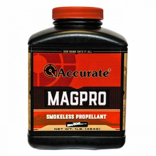 Accurate MAGPRO is a slow burning, double-base, spherical rifle powder developed specifically for the Short magnums of both Winchester (WSM) and Remington (SAUM). This powder excels in the 6.5 x 284, 270 WSM and the 7mm WSM. MAGPRO is an excellent choice for belted cartridges such as the 300 Win Mag. Consistent performance can be expected from the excellent metering properties of MAGPRO. Made in the USA.