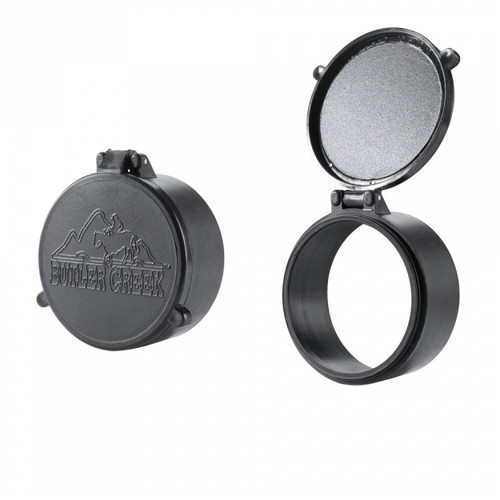 Butler Creek Flip-Open Scope Caps feature a flip-open design, silent spring hinges and an air-tight semi-O-ring to keep dust and moisture off your lens.