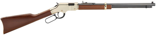 Whether you choose one chambered for .22 LR, .22 Magnum, or .17HMR, the Henry Golden Boy is a masterpiece of fine crafted gunsmithing. Any shooting enthusiast who closely examines one is immediately impressed with the excellent fit, finish and overall visually elegant design. The Golden Boy rifle’s awesome 20-inch blued octagonal barrel, American walnut stock, brass buttplate and gleaming Brasslite receiver will transport you back to the wild and wooley days of America’s Old West, when Benjamin Tyler Henry designed the original Henry lever action rifle.

Small game hunters and plinkers will appreciate its substantial 6¾ pound heft. It balances well and makes for highly accurate offhand shooting. The smooth action associated with Henry rifles opens and shuts with the effortless slickness lever-lovers long for. Get one in your hands and take aim. See what a natural pointer it really is. Adding to the historic authenticity is the adjustable buckhorn-type rear sight. The .22 LR version holds 16 rounds. The .22 Mag and .17HMR hold 12 rounds. Both will provide a whole lot of shooting pleasure before it’s time to reload their tubular magazines.

The Henry Golden Boy rifle is one beautiful classic that’s affordably priced so you hombres won’t have to rob a stagecoach to own one. All we ask is that you mosey on down to your local gun shop and ask to see the Henry Golden Boy. You’ll definitely agree it’s the rifle that brings out the West in you.

The youth version of our award winning Golden Boy has a shorter barrel and length of pull, this compact version is ideal for most youngsters or for the gals who may find it easier to handle. Comes with a brass barrel band.