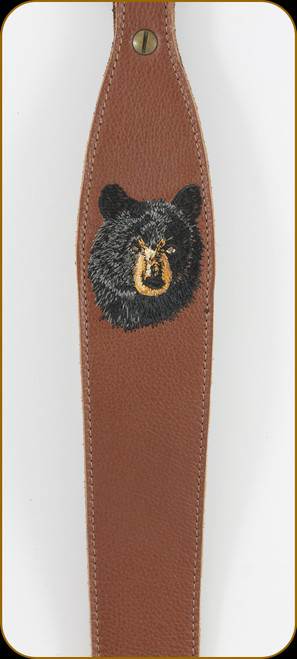 LEVY'S LEATHER - LEATHER SLING - 2 1/4" BROWN GARMENT LEATHER BEAR EMBROIDERY - 37"