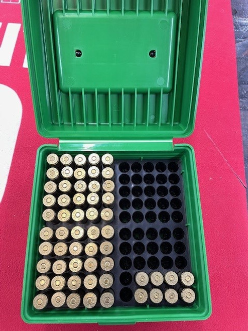 Used Winchester 325 wsm SP 50rds & 8 Empty Brass in MTM R-100 Series Ammo Case