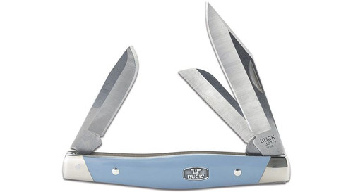 BU0301BLS: 0301BLS Stockman Slipjoint - Blue Synthetic
Buck Knives
The Buck 0301 Stockman is a classic slipjoint folding knife built for versatility and reliability. Featuring three 420HC stainless steel blades—a 3.00-inch clip point, a 2.14-inch sheepsfoot, and a 2.05-inch spey—it covers a wide range of everyday cutting needs with exceptional sharpness and corrosion resistance. The knife has a durable blue synthetic acetal copolymer handle, complemented by nickel silver bolsters for a traditional yet robust design. At 4.00 inches closed and weighing just 3.07 ounces, it’s compact and easy to carry. Made in the USA, this time-tested pocket knife is perfect for practical use or as a collector's item.

Specifications
Blade Length: 3.00" Clip Point, 2.14" Sheepsfoot, 2.05" Spey
Closed Length: 4.00"
Overall Length: 7.00"
Blade Material: 420HC Stainless Steel
Blade Thickness: 0.090"
Blade Style: Clip Point, Sheepsfoot, and Spey
Blade Grind: Flat
Blade Finish: Satin
Handle Material: Blue Synthetic Acetal Copolymer with Nickel Silver Bolsters
Locking Mechanism: Slipjoint (non-locking)
Weight: 3.07 oz.