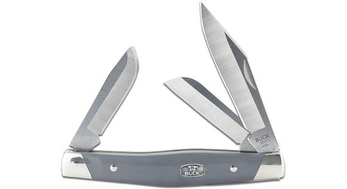 BU0301GYS2: 0301GYS2 Stockman Slipjoint - Gray Synthetic
Buck Knives
The Buck 0301 Stockman is a classic slipjoint folding knife built for versatility and reliability. Featuring three 420HC stainless steel blades—a 3.00-inch clip point, a 2.14-inch sheepsfoot, and a 2.05-inch spey—it covers a wide range of everyday cutting needs with exceptional sharpness and corrosion resistance. The knife has a durable gray synthetic acetal copolymer handle, complemented by nickel silver bolsters for a traditional yet robust design. At 4.00 inches closed and weighing just 3.07 ounces, it’s compact and easy to carry. Made in the USA, this time-tested pocket knife is perfect for practical use or as a collector's item.

 
 
Specifications
Blade Length: 3.00" Clip Point, 2.14" Sheepsfoot, 2.05" Spey
Closed Length: 4.00"
Overall Length: 7.00"
Blade Material: 420HC Stainless Steel
Blade Thickness: 0.090"
Blade Style: Clip Point, Sheepsfoot, and Spey
Blade Grind: Flat
Blade Finish: Satin
Handle Material: Gray Synthetic Acetal Copolymer with Nickel Silver Bolsters
Locking Mechanism: Slipjoint (non-locking)
Weight: 3.07 oz.