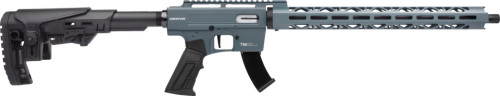MAKE	DERYA
MODEL	TM22
UPC	628173590670
ACTION	BLOW BACK
CALIBRE / GAUGE	.22LR
CHAMBER LENGTH	N/A
WEIGHT (LBS)	N/A
OVERALL LENGTH	41"
BARREL LENGTH	18"
FINISH / COLOR	Blue CERAKOTE
STOCK	SYNTHETIC, ADJUSTABLE, BLACK
LENGTH: STOCK COLLAPSED / FOLDED ETC.	N/A
MUZZLE (CHOKE / THREAD)	1/2-28
Front Sight	N/A
Rear Sight	N/A
OPTIC RAIL	INTEGRAL
MAGAZINE TYPE	DETACH
MAGAZINE CAPACITY	5, 10, 15, 25
CLASSIFICATION	NON RESTRICTED
INCLUDES	PICATINNY TOP RAIL, 2X10RD MAGS
